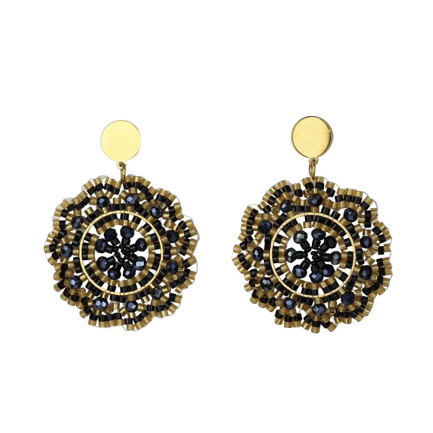 Edelstal Blinki Stecker Ohrringe Gold-Schwarz
