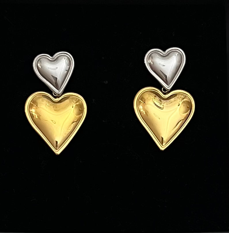 Edelstahl Stecker Herzen Bicolor