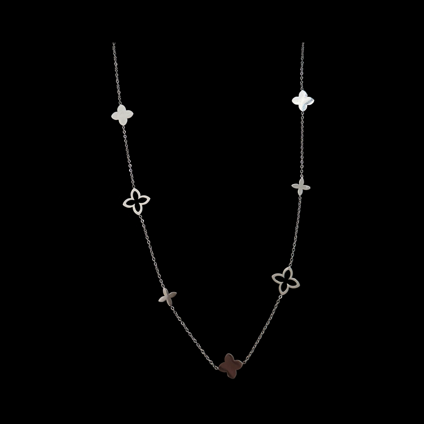 Stylische Kleeblatt-Edelstahlkette