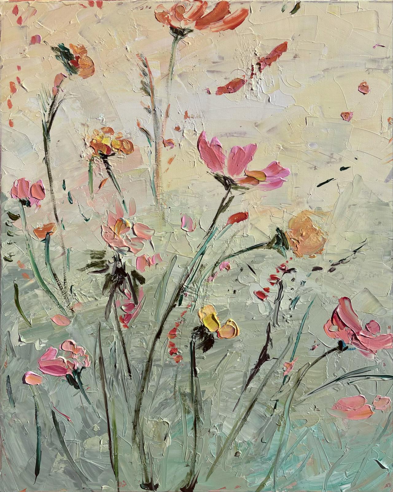 Originalgemälde „Wilde Blumen“ 100 x 80 x 2,5 cm, Ölfarben auf Leinwand