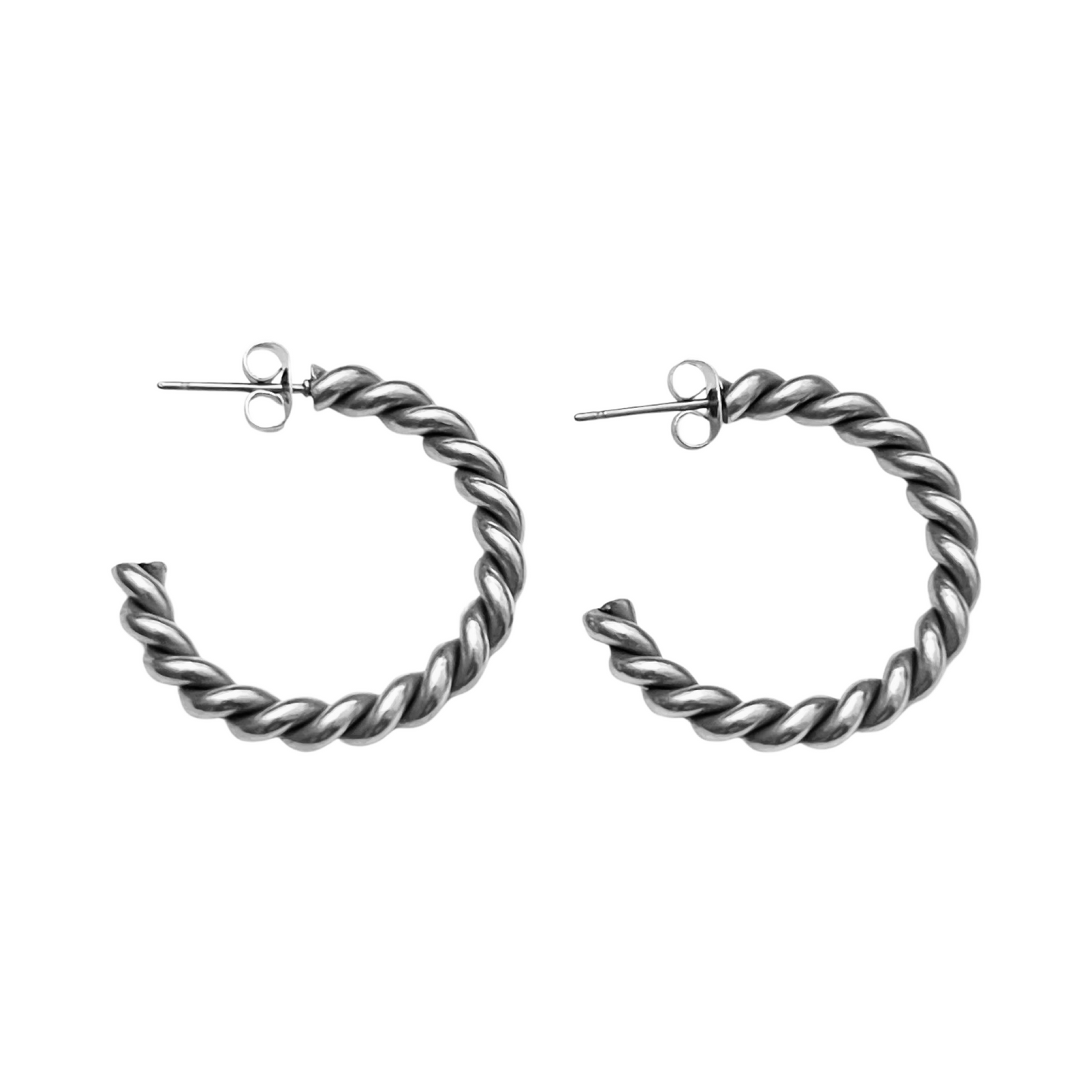 Creole aus Edelstahl 18K vergoldet, gedreht, Steckerverschluss