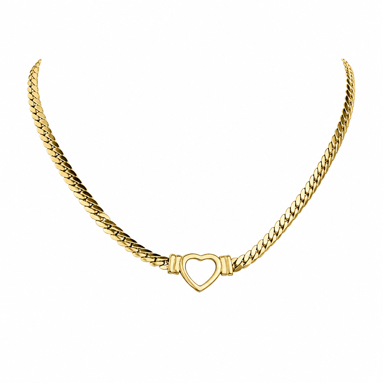 Gold-Edelstahl Kette mit Herz-Element