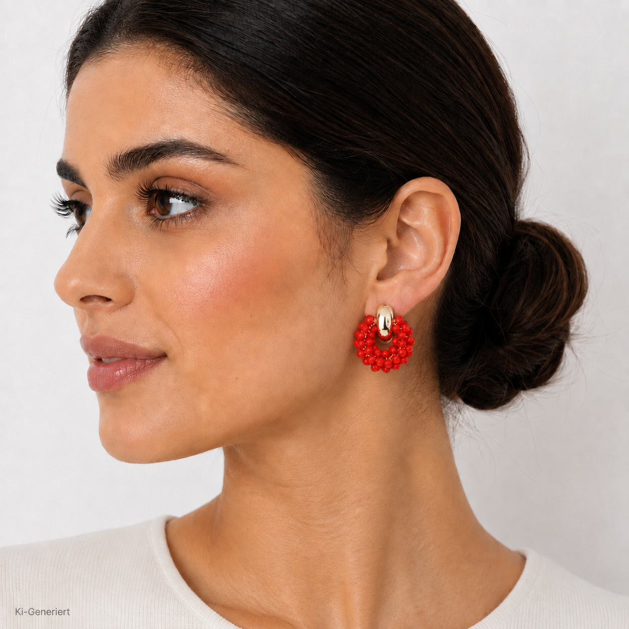 Gold Blinki-Stecker-Ohrring Rot