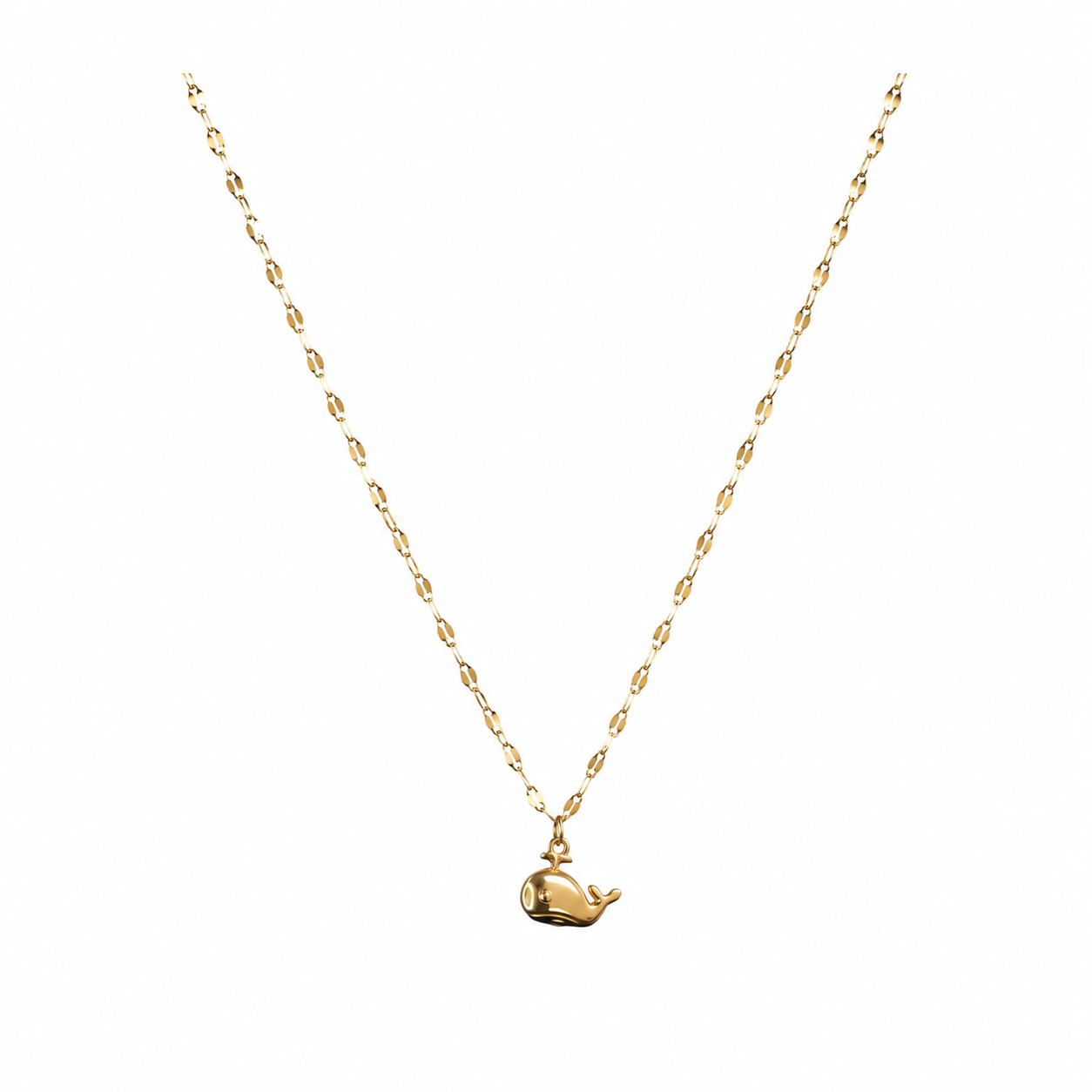 Gold-Edelstahl Kette mit kleinem Wal-Anhänger