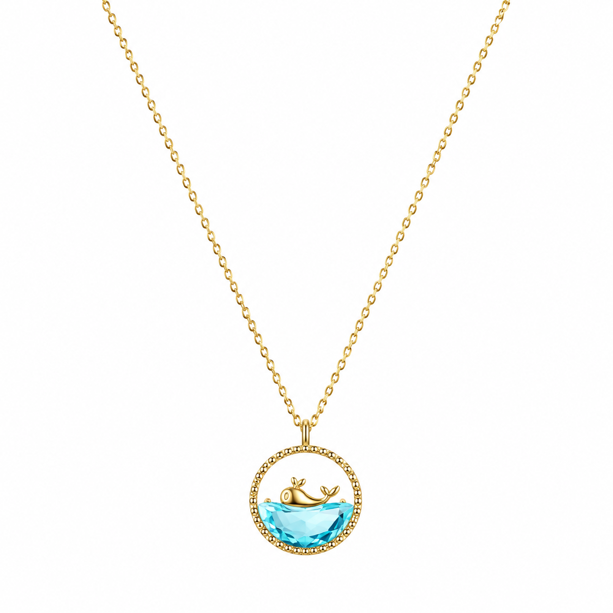 Gold-Edelstahl Kette mit Wal-Anhänger