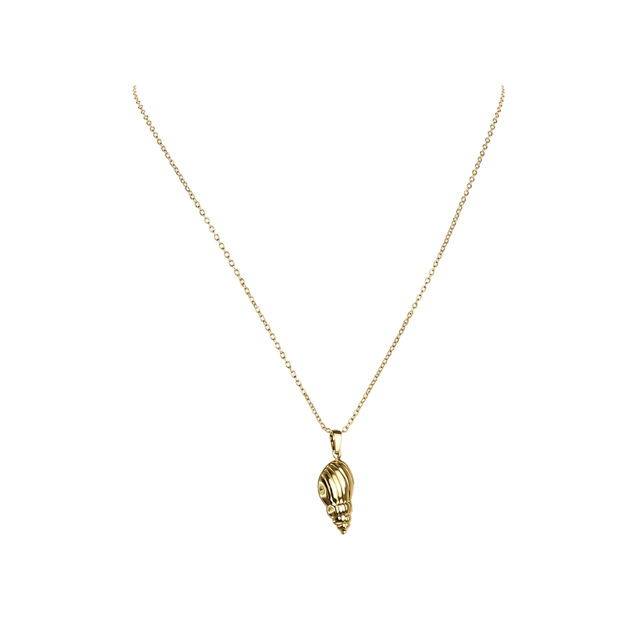 Gold-Edelstahl Kette mit Muschel-Anhänger