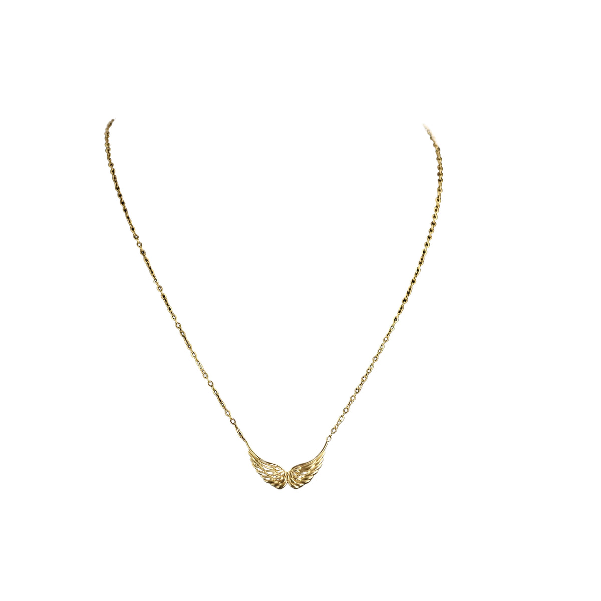 Gold-Edelstahl Kette mit Engelsflügel-Anhänger