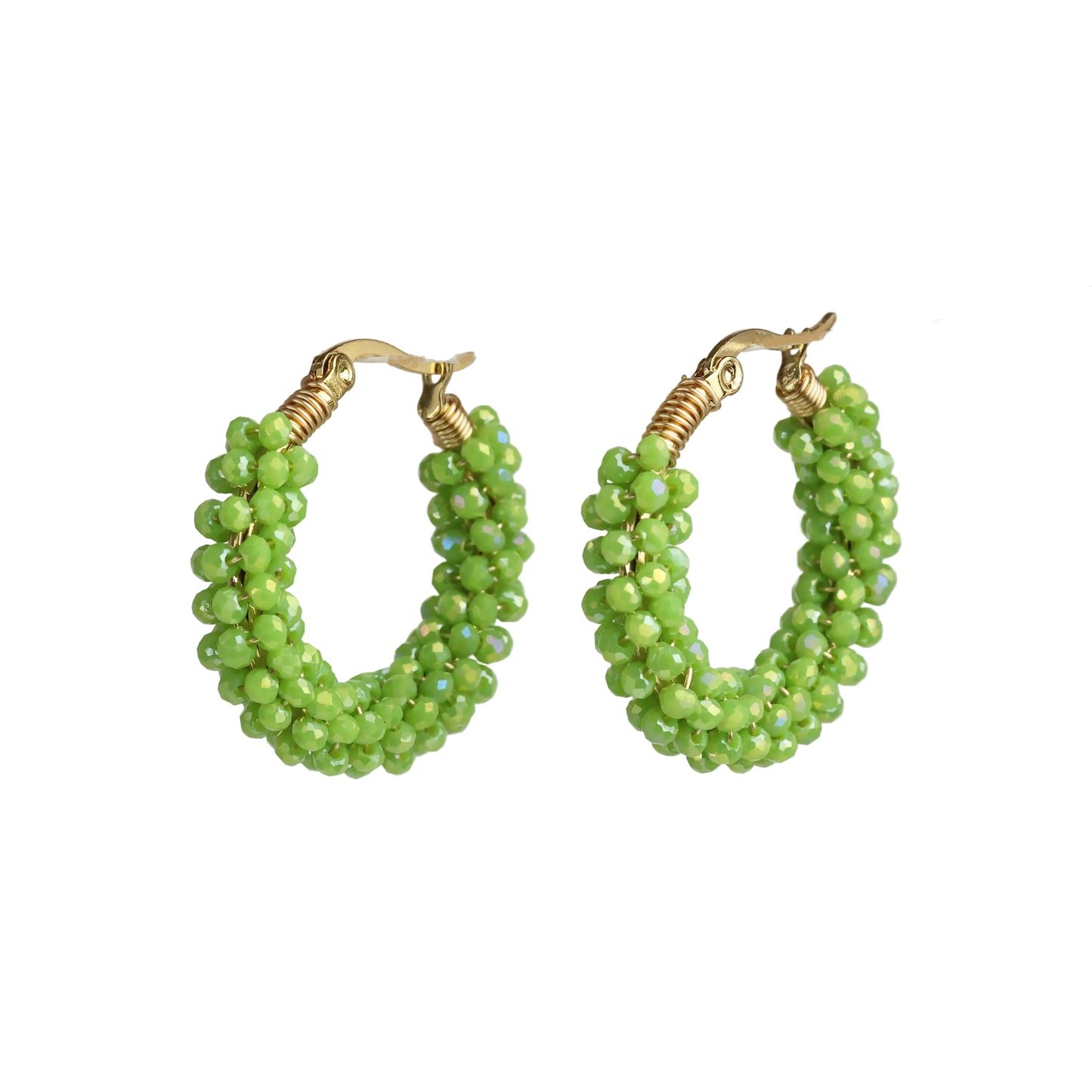Gold-Edelstahl Blinki-Creole Limettengrün