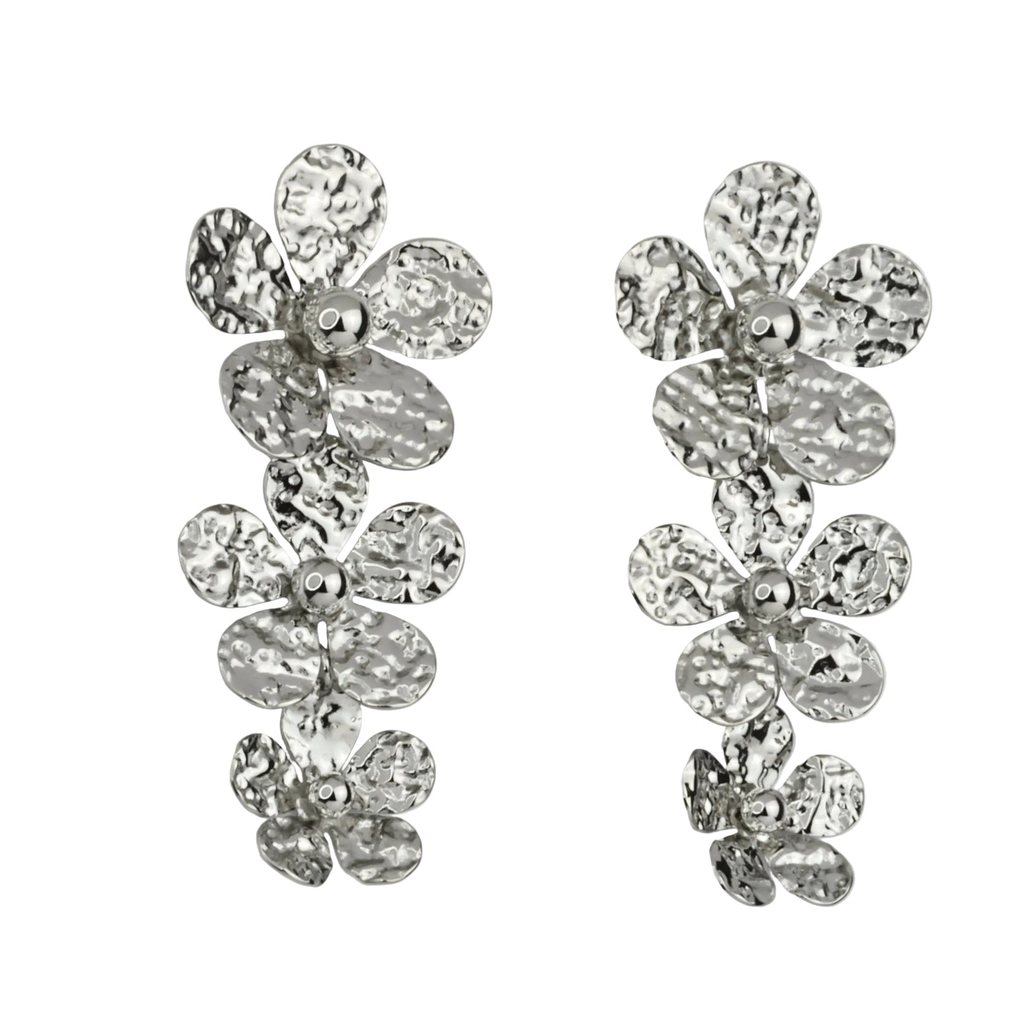 Edelstahl Blumenohrringe Silber