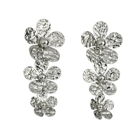 Edelstahl Blumenohrringe Silber