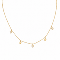Gold-Edelstahl Kette mit Herz-Anhängern und Kristallen