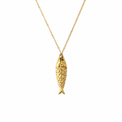 Gold-Edelstahl-Kette Fisch Anhänger