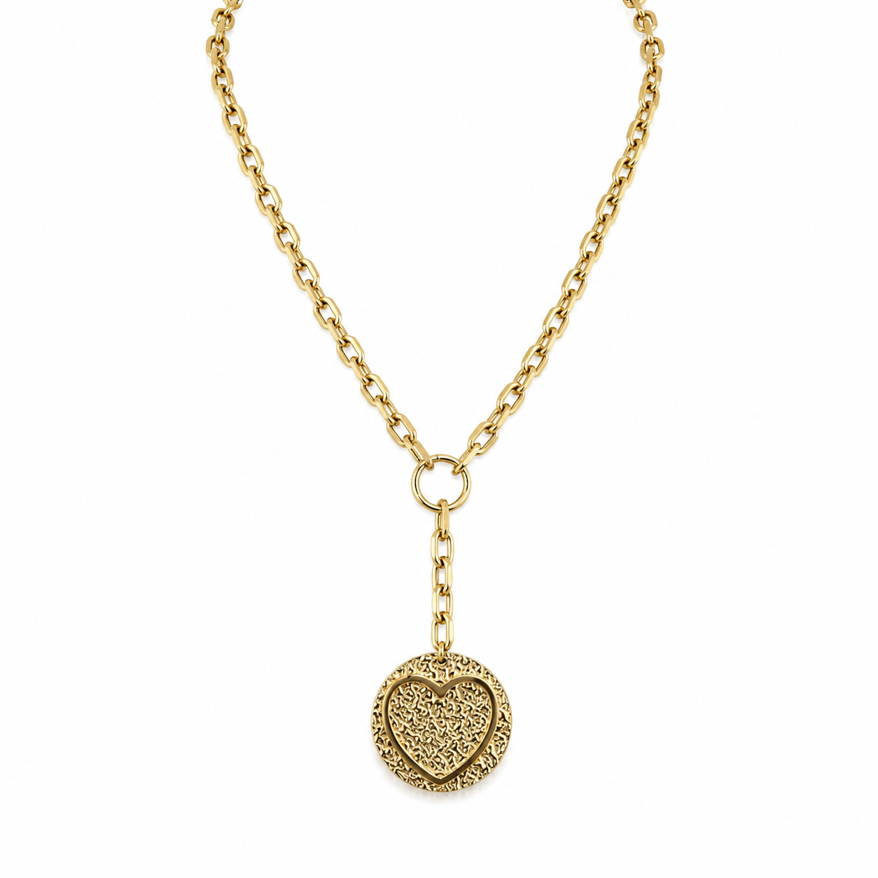 Gold-Edelstahl Kette mit Herz-Medaillon