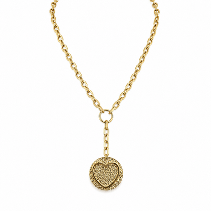 Gold-Edelstahl Kette mit Herz-Medaillon