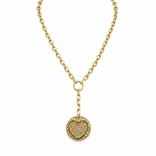 Gold-Edelstahl Kette mit Herz-Medaillon
