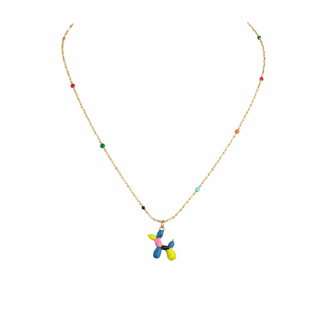 Gold-Edelstahl Kette mit Ballonhund-Anhänger