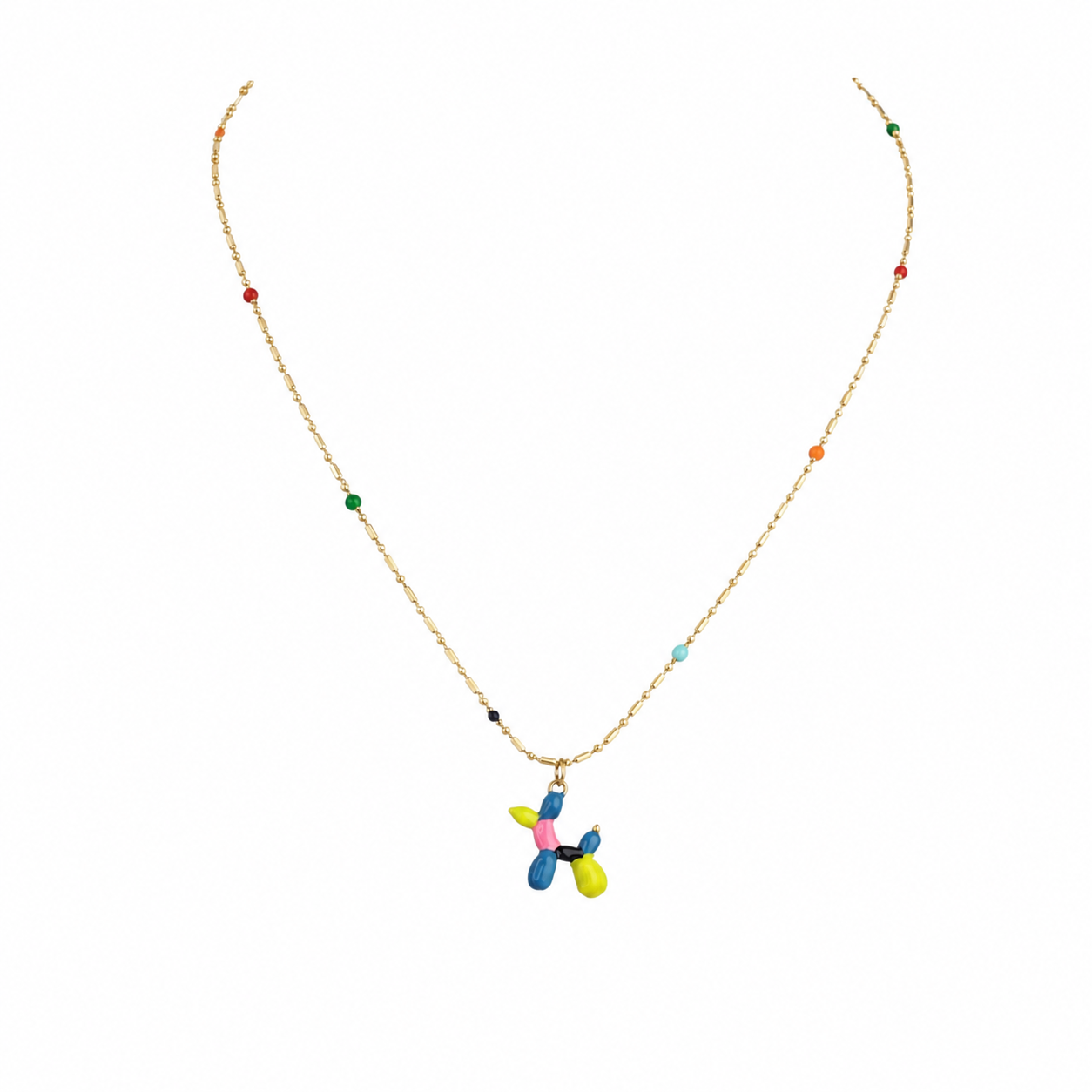 Gold-Edelstahl Kette mit Ballonhund-Anhänger
