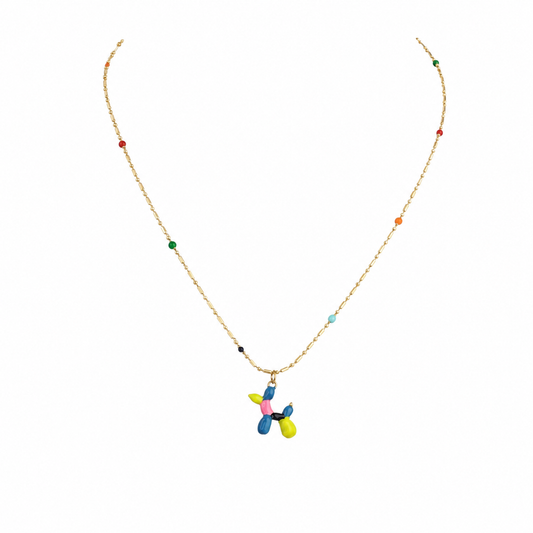 Gold-Edelstahl Kette mit Ballonhund-Anhänger