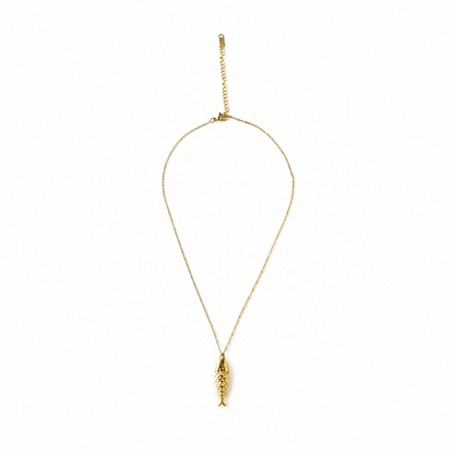 Gold-Edelstahl-Kette Fisch Anhänger