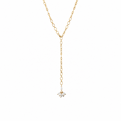 Verstellbare Gold-Edelstahl Kette mit Perlenbündel