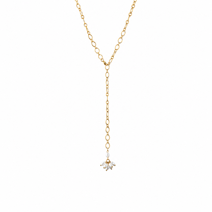 Verstellbare Gold-Edelstahl Kette mit Perlenbündel