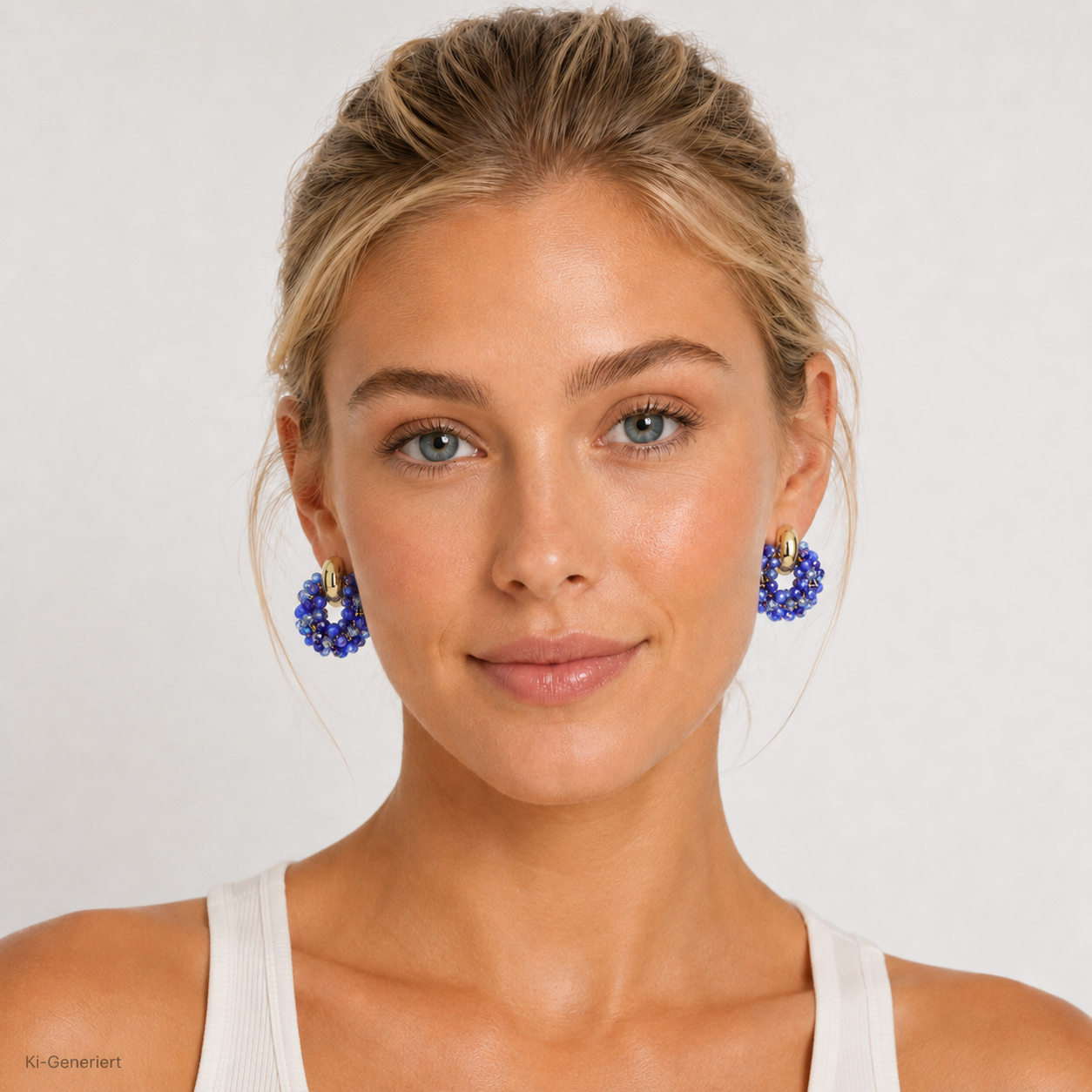 Gold Blinki-Stecker-Ohrring Blau