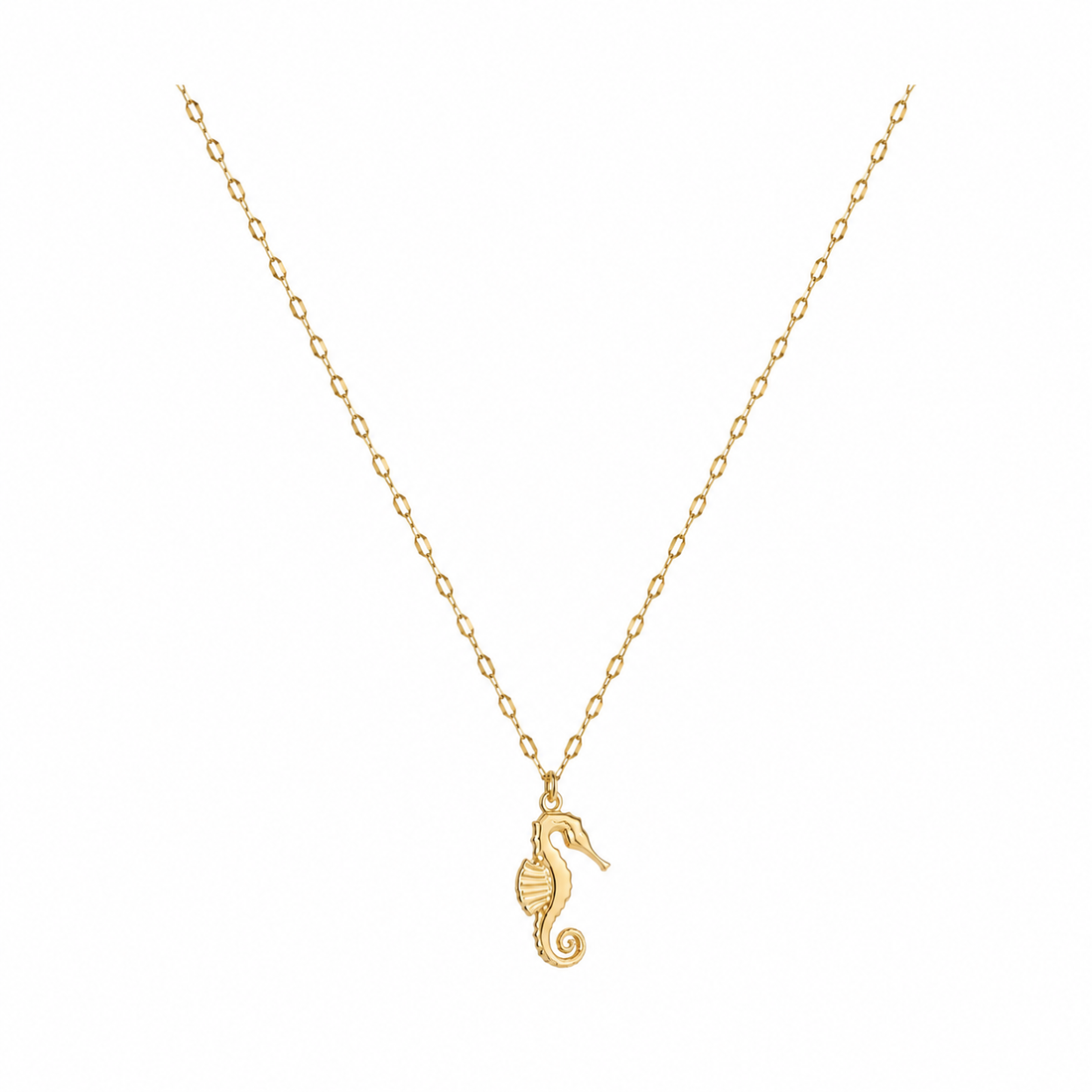 Gold-Edelstahl Kette mit Seepferdchen-Anhänger