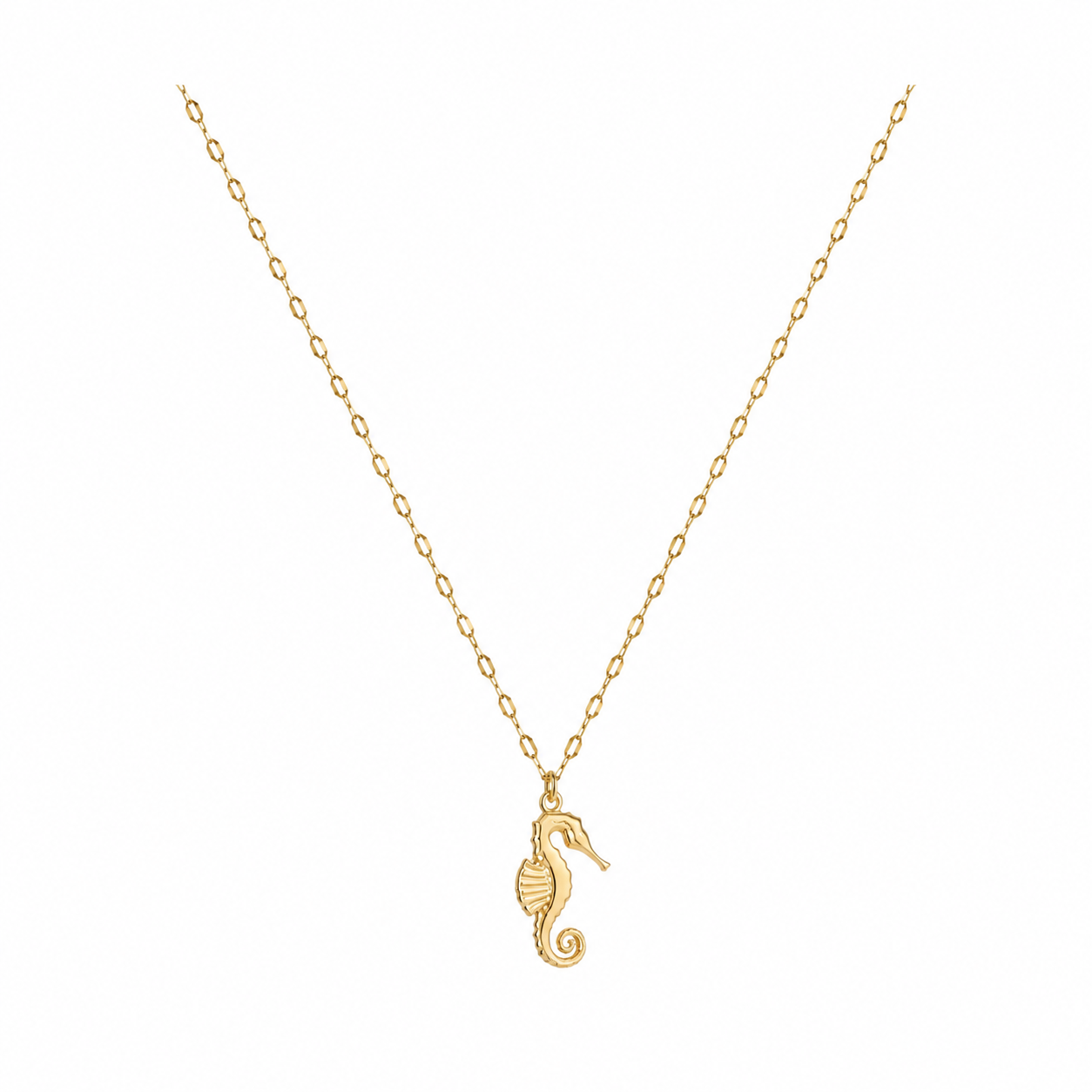 Gold-Edelstahl Kette mit Seepferdchen-Anhänger