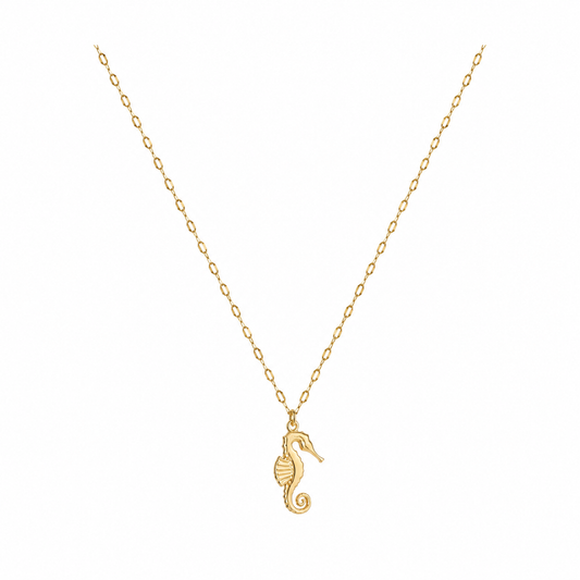 Gold-Edelstahl Kette mit Seepferdchen-Anhänger