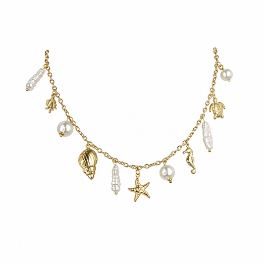 Gold-Edelstahl Kette mit maritimen Charms