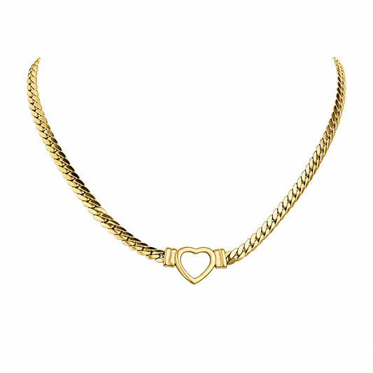 Gold-Edelstahl Kette mit Herz-Element