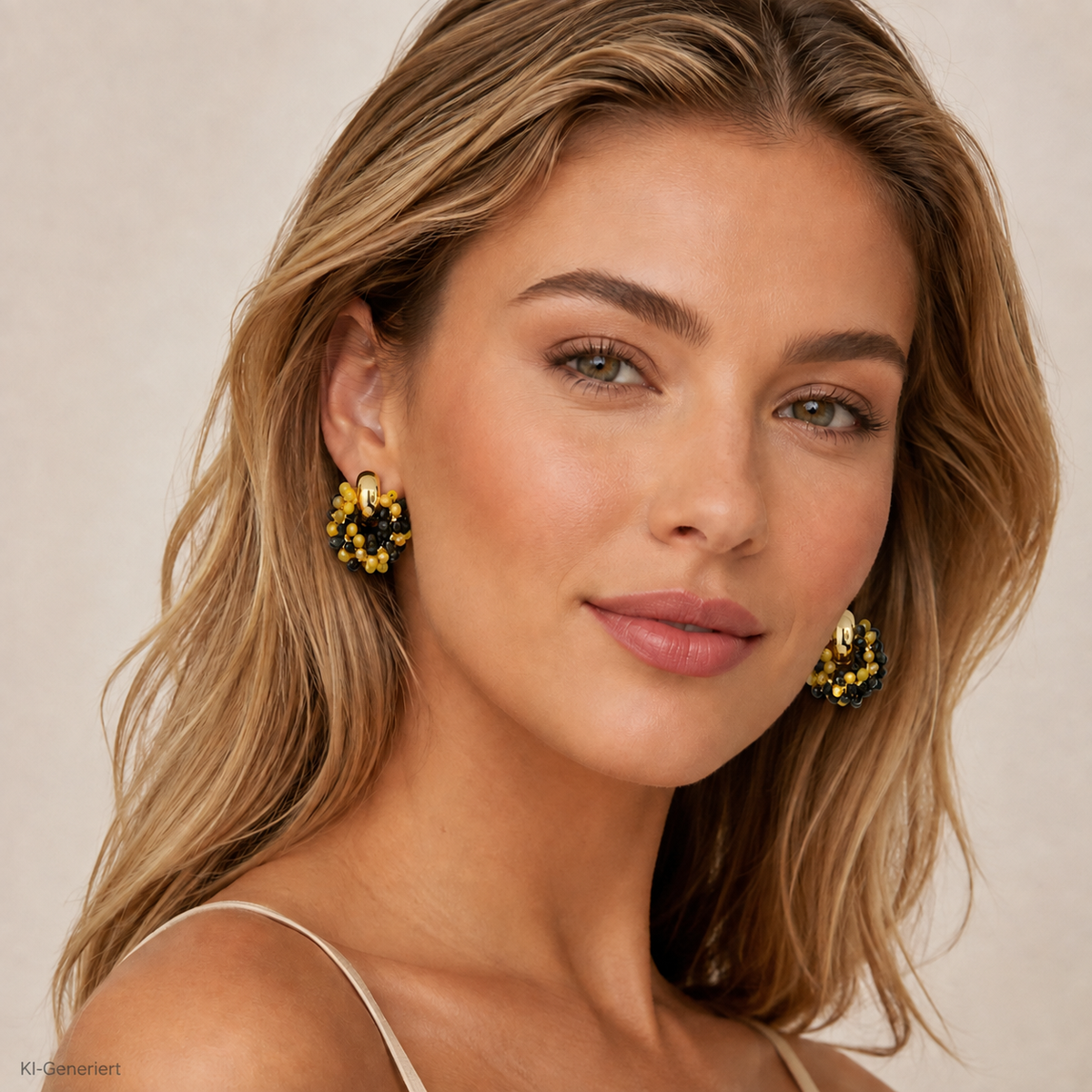 Gold Blinki-Stecker-Ohrring Gelb-Schwarz