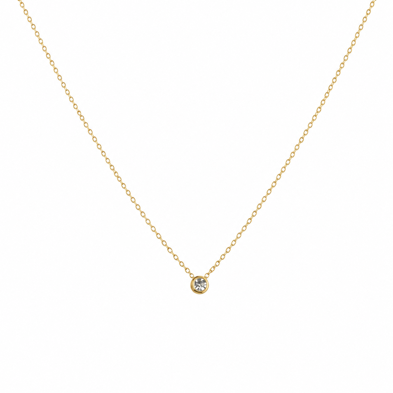 Gold-Edelstahl Kette mit funkelndem Kristall
