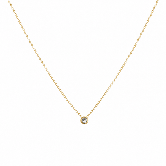 Gold-Edelstahl Kette mit funkelndem Kristall