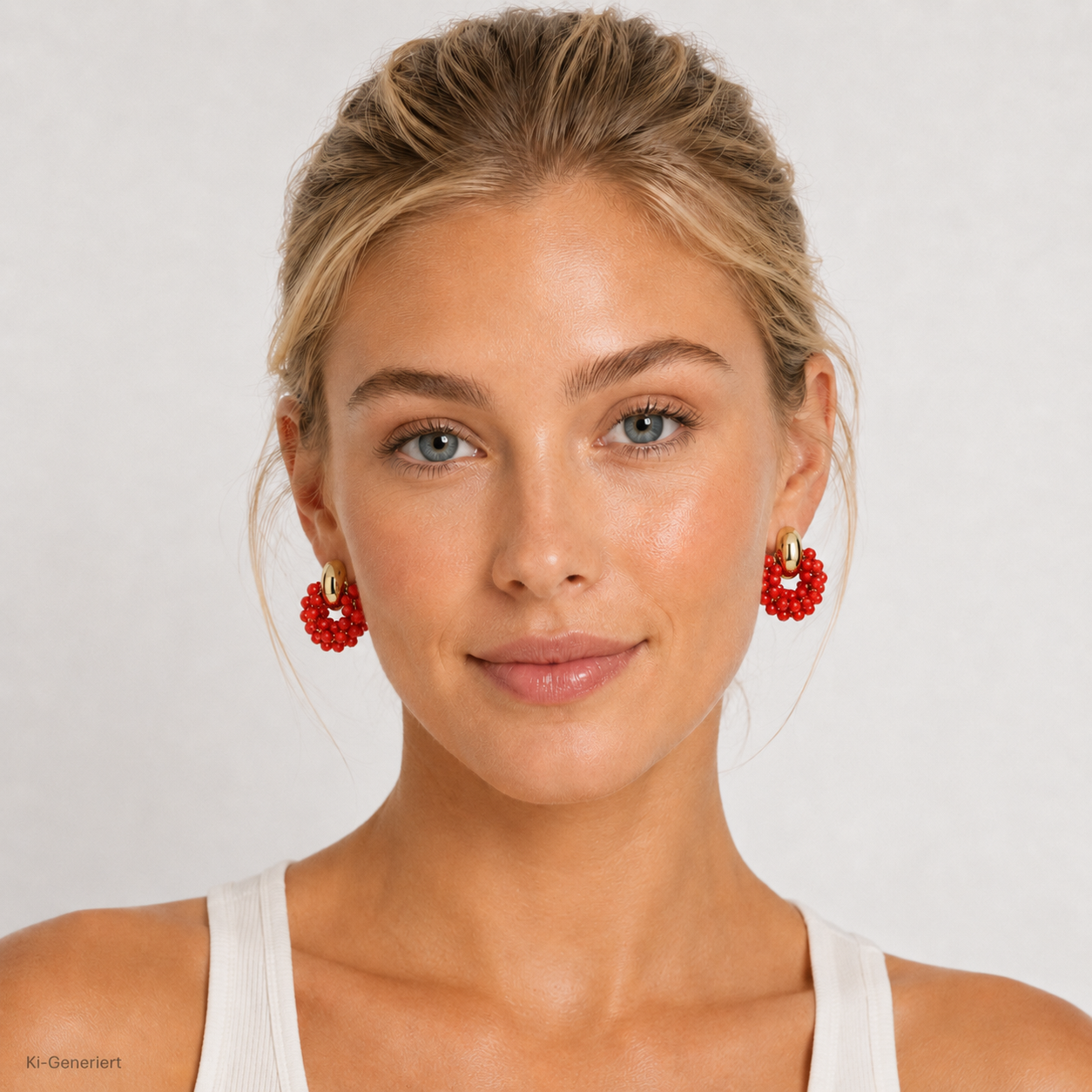 Gold Blinki-Stecker-Ohrring Rot