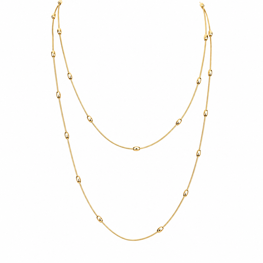 Gold-Edelstahl Lange Gliederkette mit ovalen Elementen