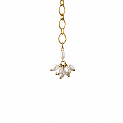 Verstellbare Gold-Edelstahl Kette mit Perlenbündel