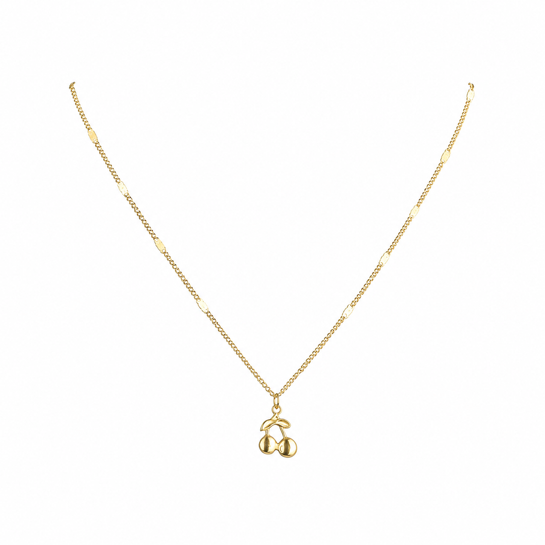 Gold-Edelstahl Kette mit Kirsch-Anhänger