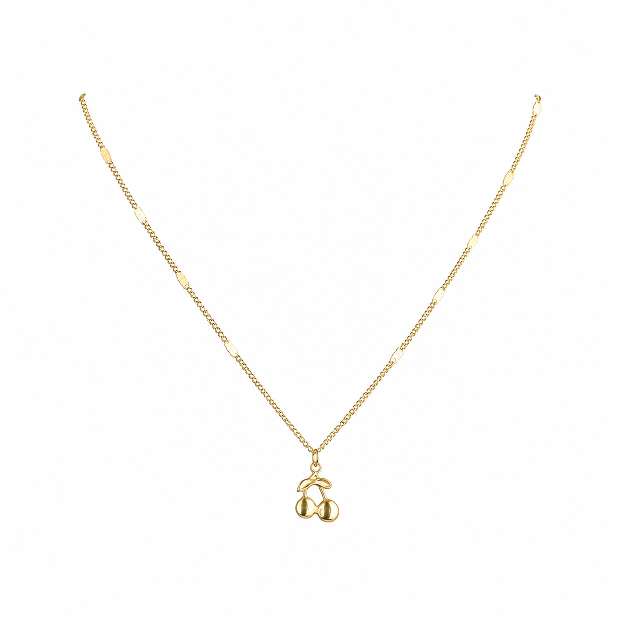 Gold-Edelstahl Kette mit Kirsch-Anhänger