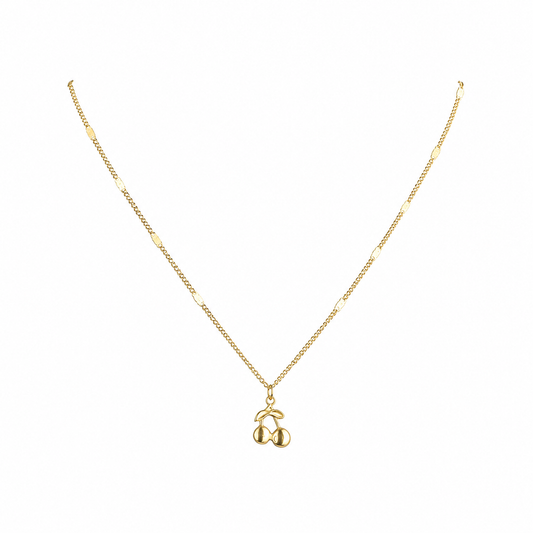 Gold-Edelstahl Kette mit Kirsch-Anhänger