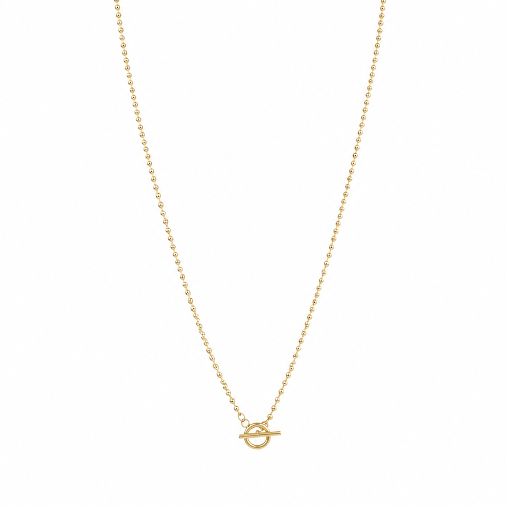 Gold-Edelstahl Kugelkette mit Knebelverschluss