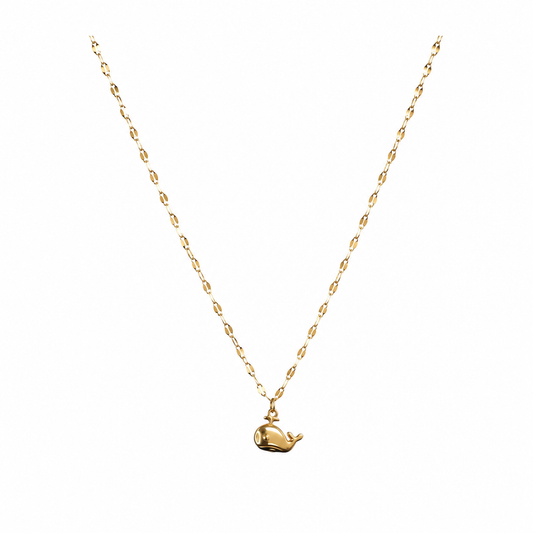Gold-Edelstahl Kette mit kleinem Wal-Anhänger