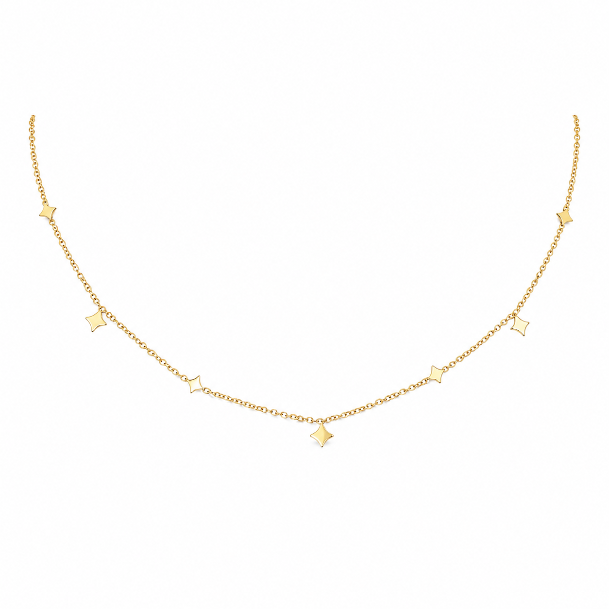 Gold-Edelstahl Kette mit Rauten-Elementen