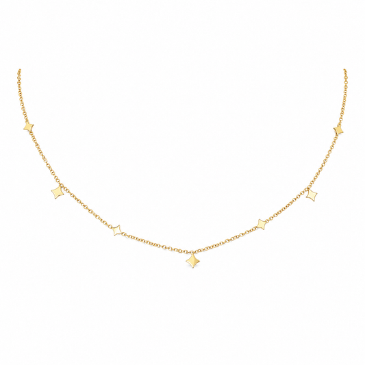 Gold-Edelstahl Kette mit Rauten-Elementen