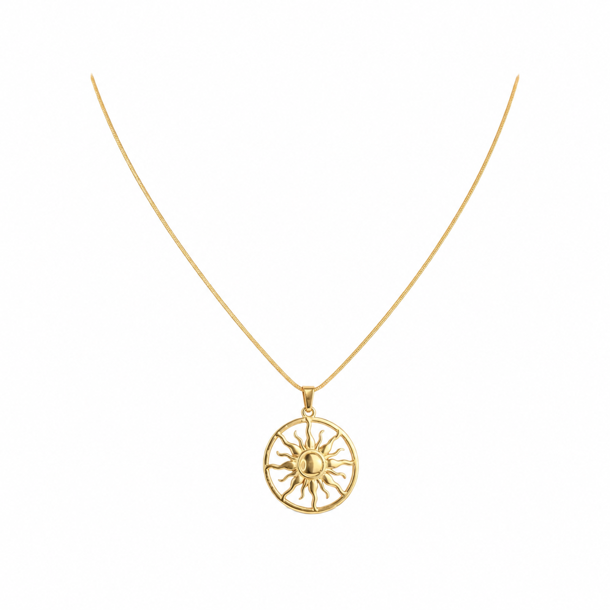 Gold-Edelstahl Kette mit Sonnen-Anhänger