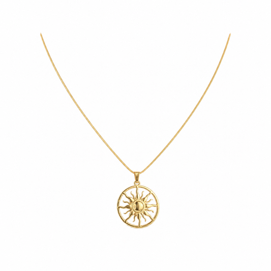 Gold-Edelstahl Kette mit Sonnen-Anhänger