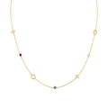 Gold-Edelstahl Kette mit Blütenornamenten und bunten Kristallen