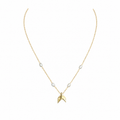 Gold-Edelstahl Kette mit Walflossen-Anhänger und Perlen