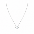 Silber-Edelstahl Kette mit Perlmutt-Kleeblatt