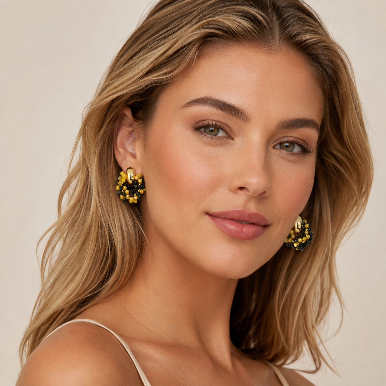Gold Blinki-Stecker-Ohrring Gelb-Schwarz
